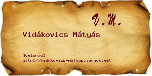 Vidákovics Mátyás névjegykártya